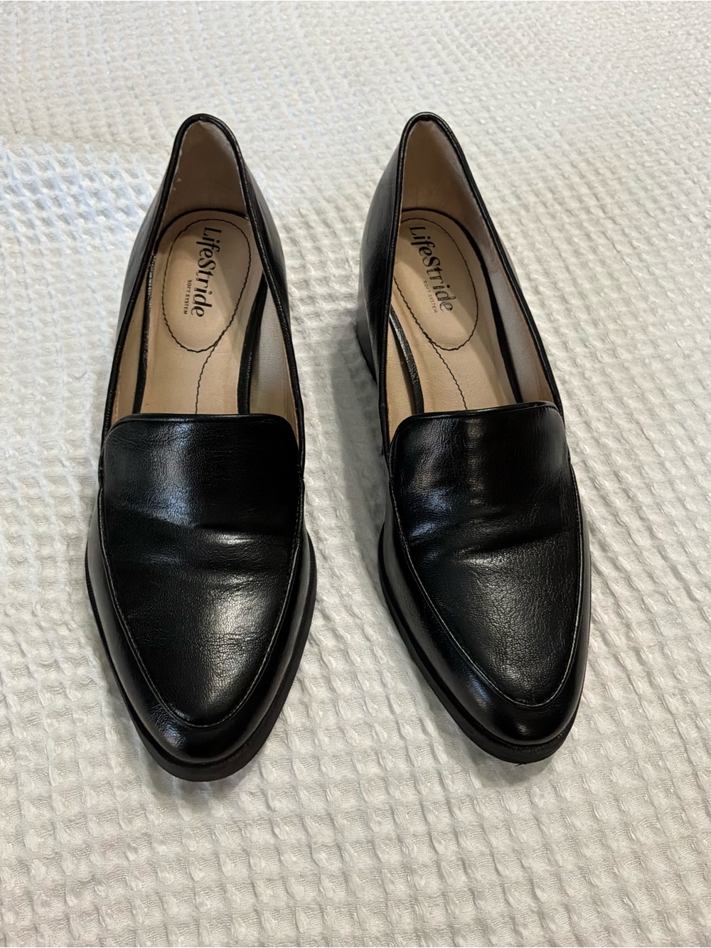 Life Stride Black Pointed Slip-On Loafers